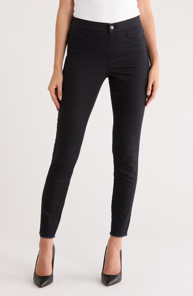 Hue Fray Hem Denim Leggings, Main, color, Black