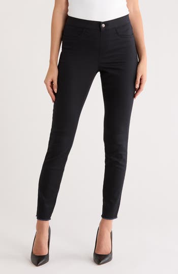 Hue Fray Hem Denim Leggings In Black