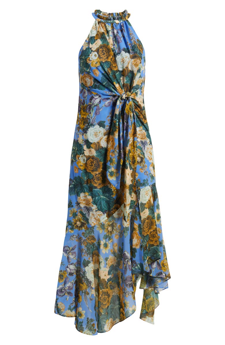 KOBI HALPERIN Emery Tie Waist High-Low Dress, Alternate, color, Sky Blue Multi
