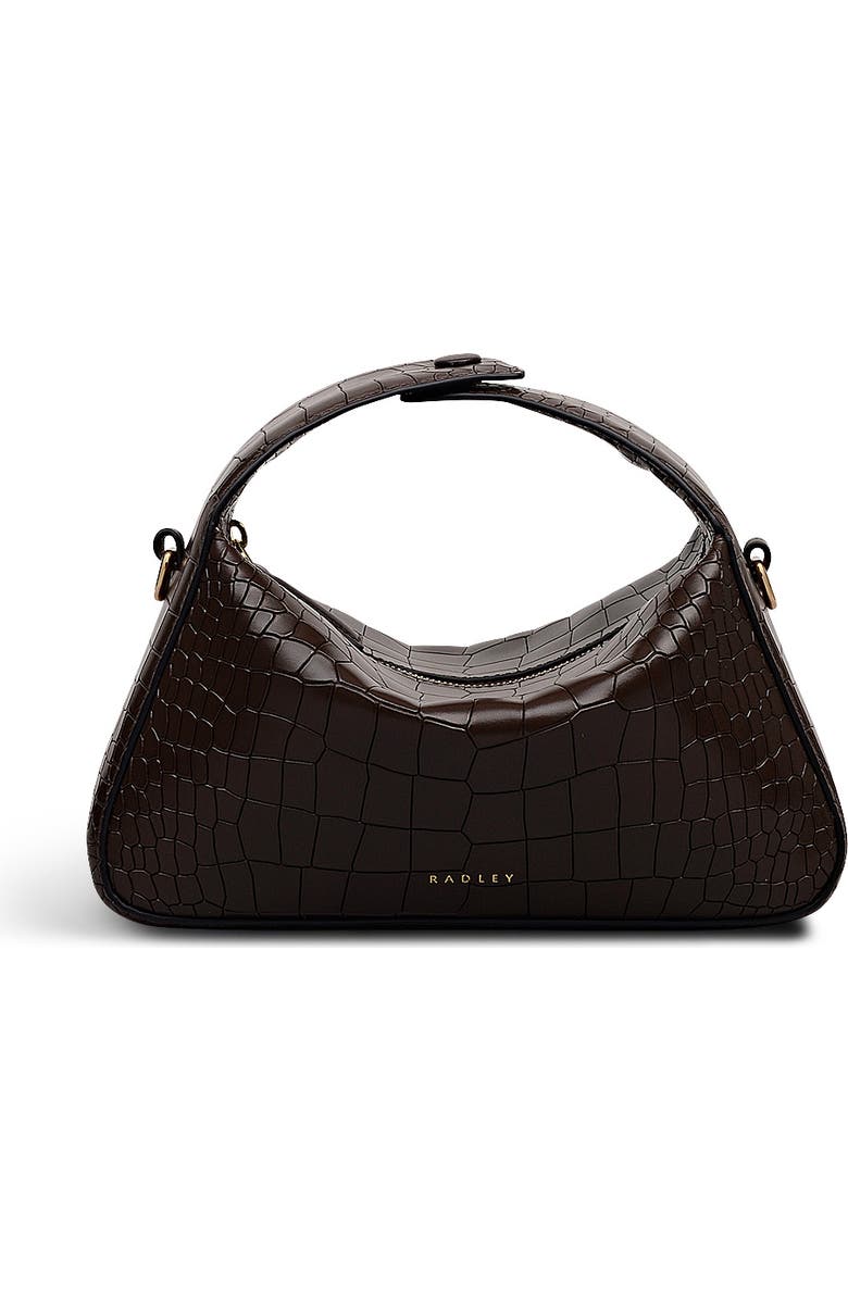 Radley De Beauvoir Faux Croc Small Ziptop Satchel Bag, Alternate, color, Dark Oak