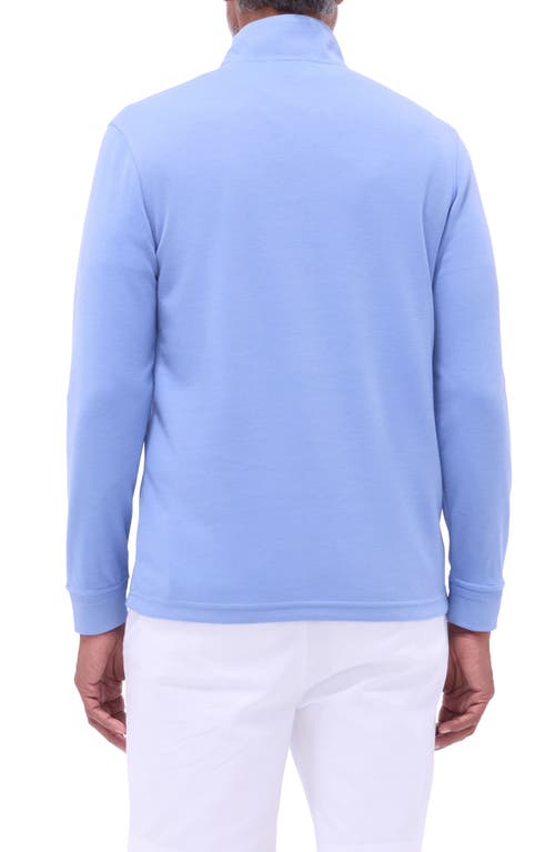 Bugatchi Quilted Quarter Zip Performance Pullover In Air Blue
