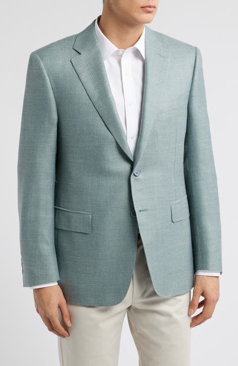 Siena Regular Fit Light Green Wool & Silk Blend Sport Coat