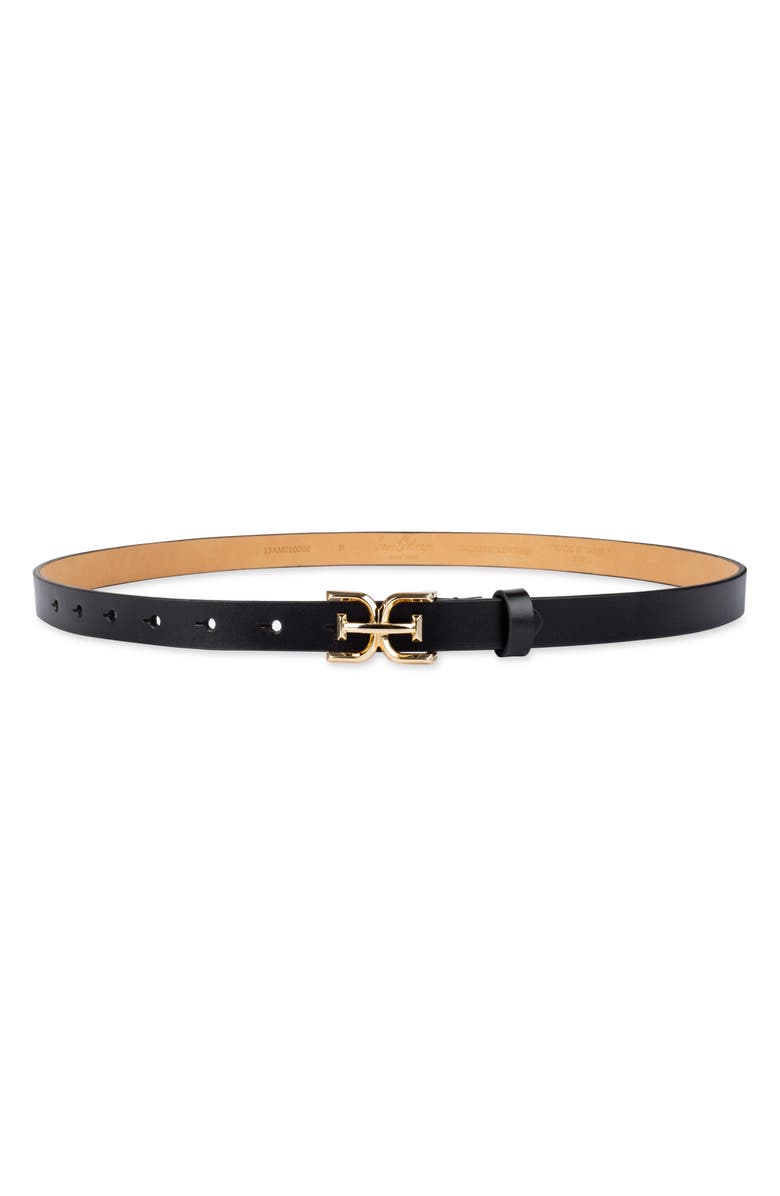 Sam Edelman Double E Logo Slim Leather Belt, Main, color, Black