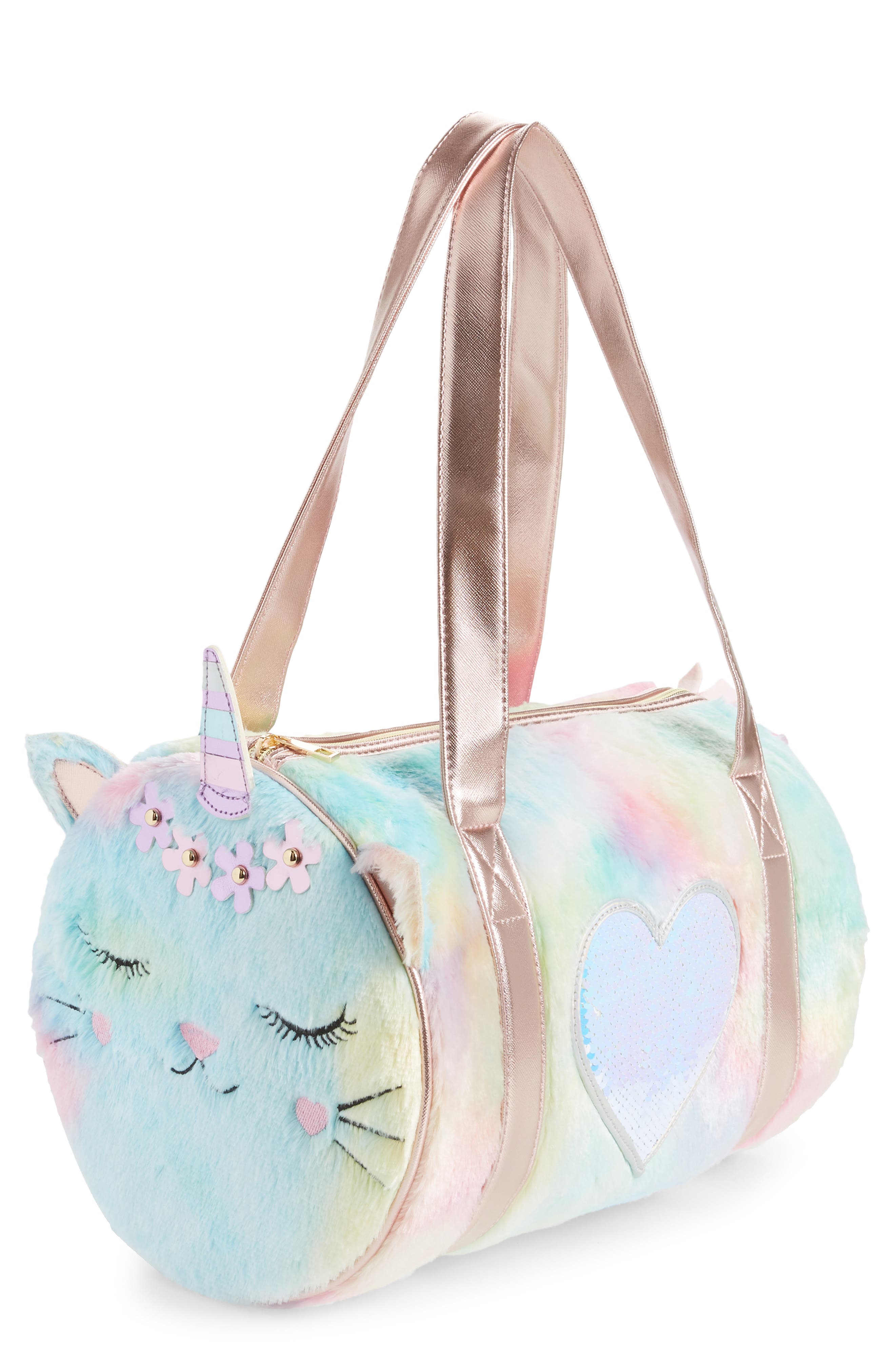 Under One Sky Kitty Faux Fur Weekend Duffle Bag, Main, color, 