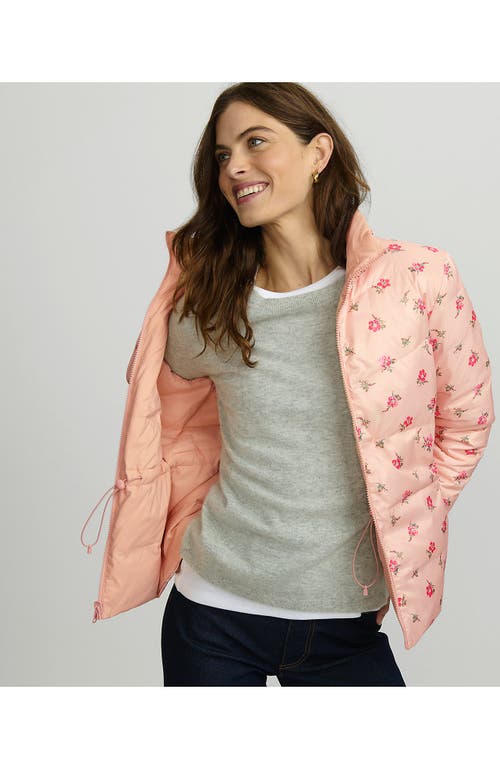 Lands' End Wanderweight Reversible Packable Down Jacket In Pink/oyster Pink Floral