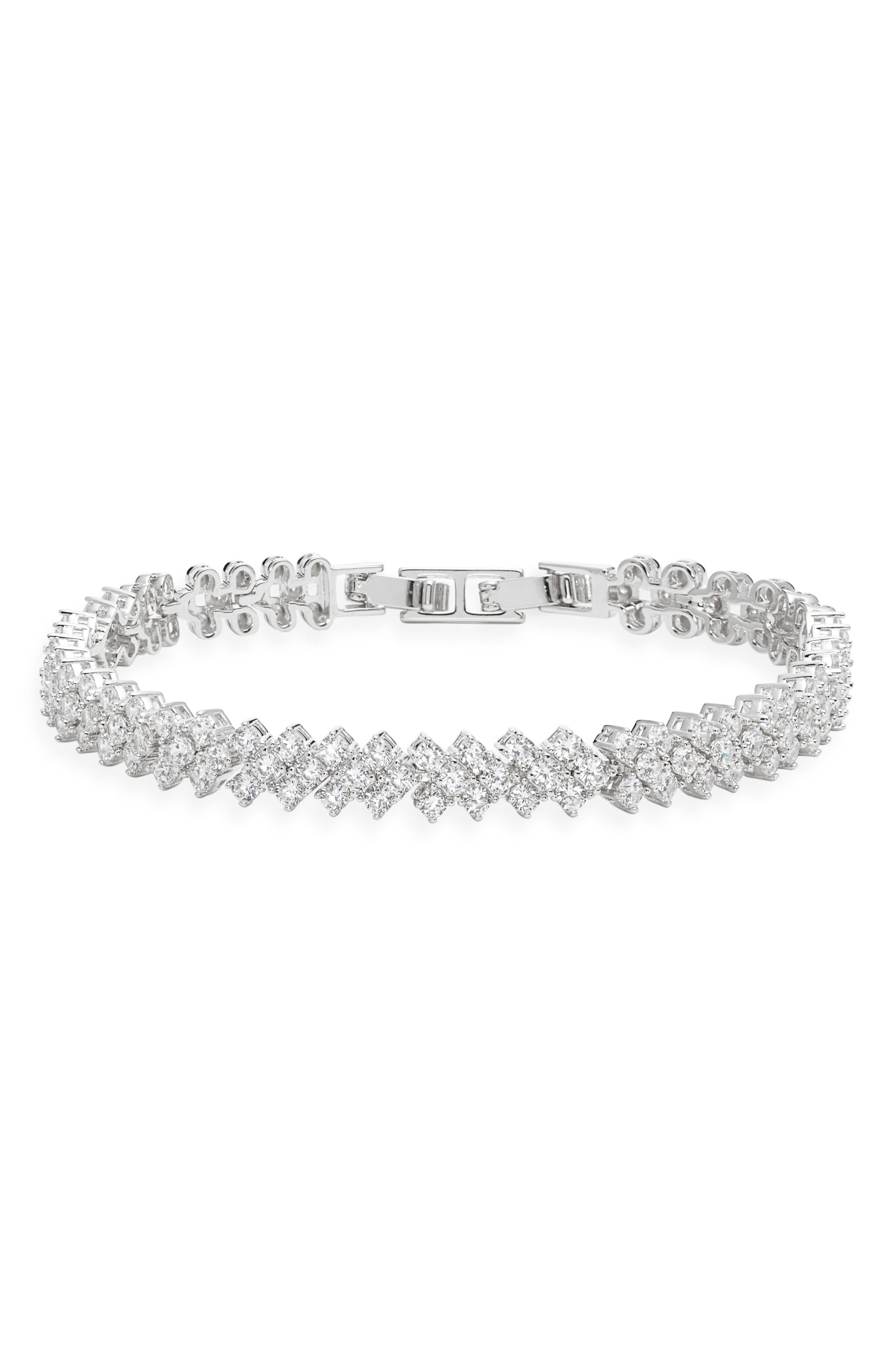 Herringbone Cubic Zirconia Tennis Bracelet