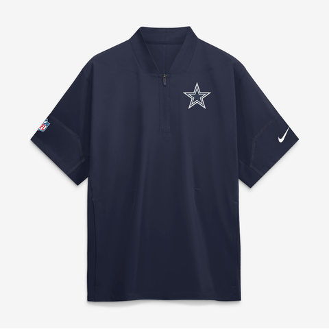 Men's Nike Navy Dallas Cowboys Sideline Short Sleeve Quarter-Zip Coaches Jacket
