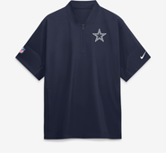 Nike Men's Nike Navy Dallas Cowboys Sideline Short Sleeve Quarter-Zip Coaches Jacket