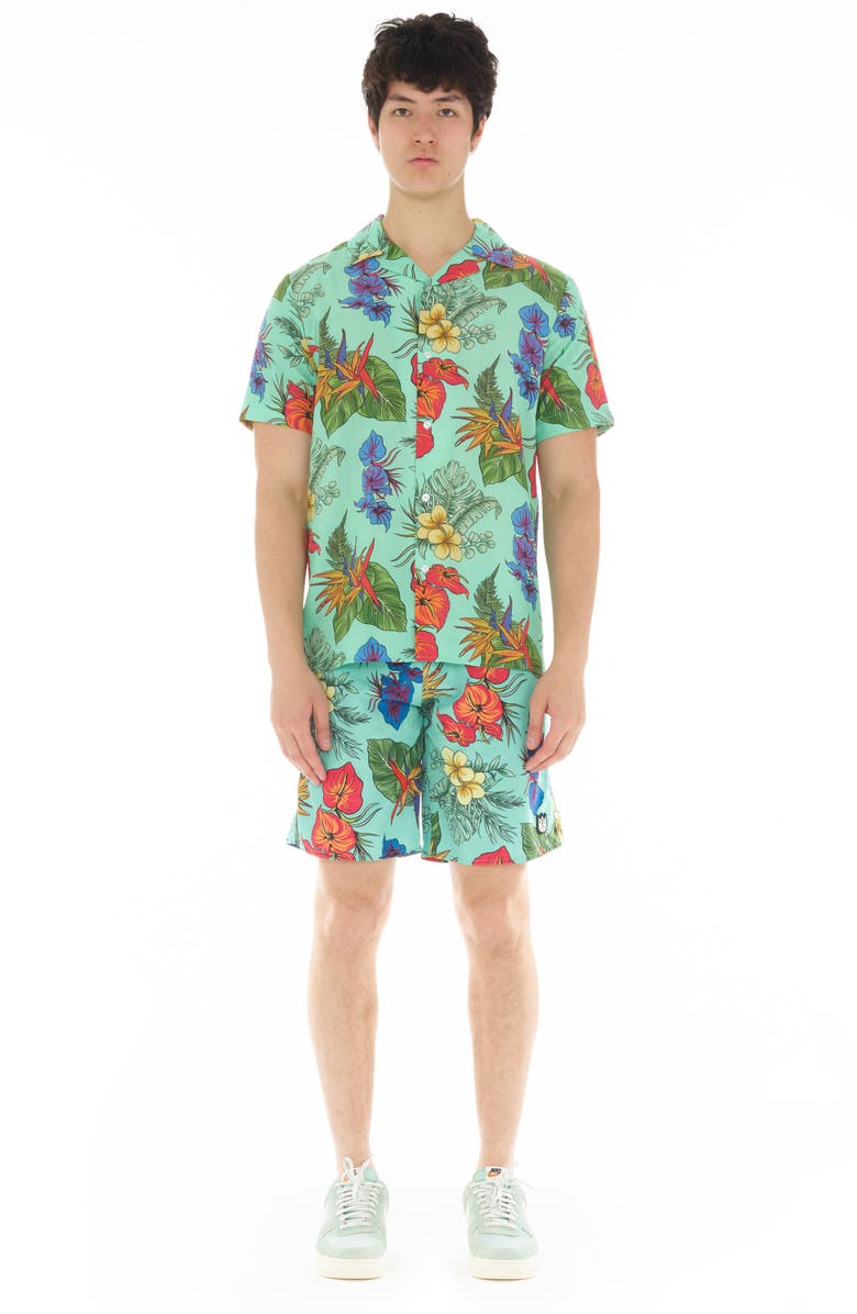Cult of Individuality Aloha Print Swim Trunks, Alternate, color, 