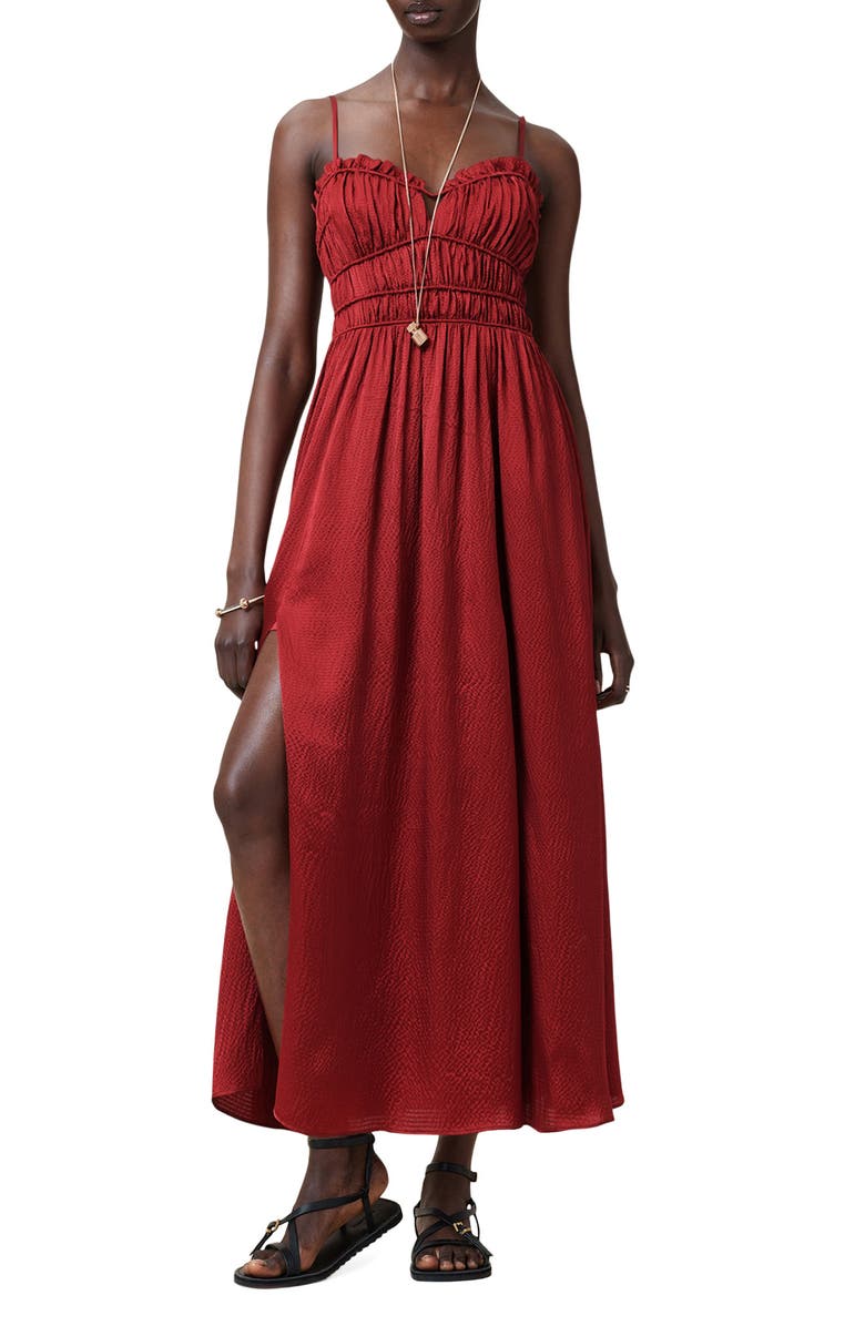 AllSaints Faelyn Sleeveless Silk Dress, Main, color, Rosewood Red