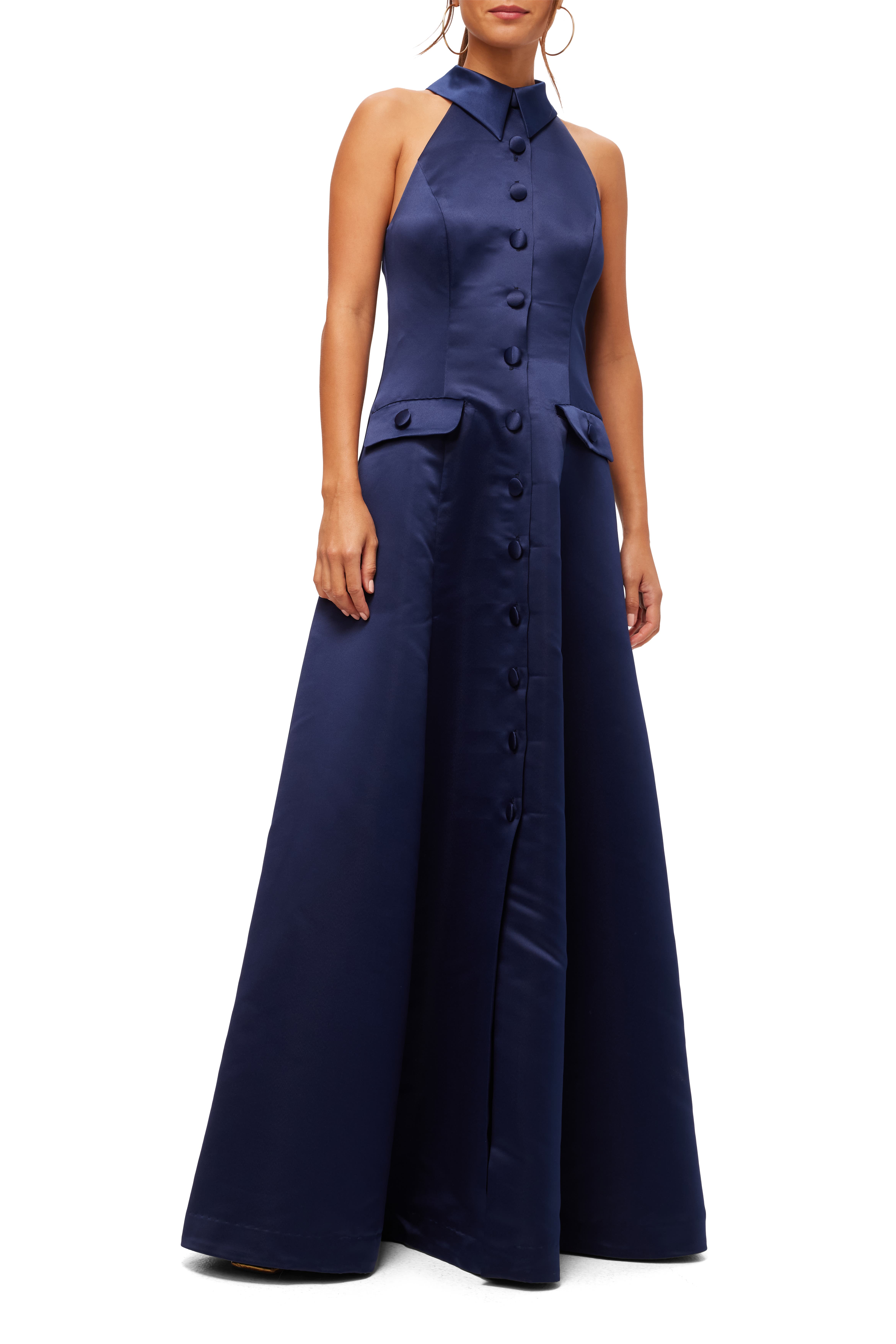 Official Satin Button Front Gown