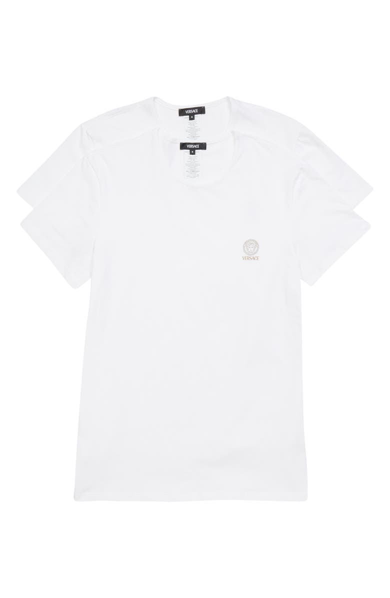 Versace Medusa Head Logo 2-Pack Undershirts, Alternate, color, White