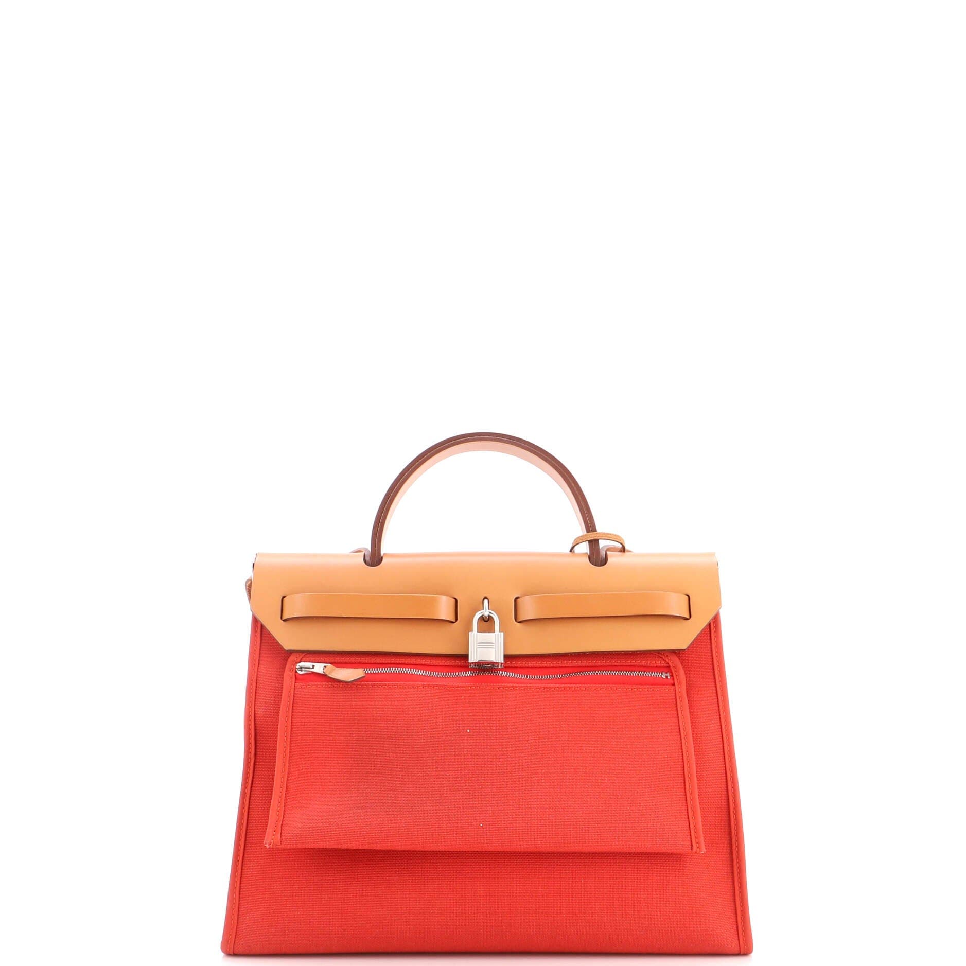 Herbag Zip Leather and Toile 31, Alternate, color, Red