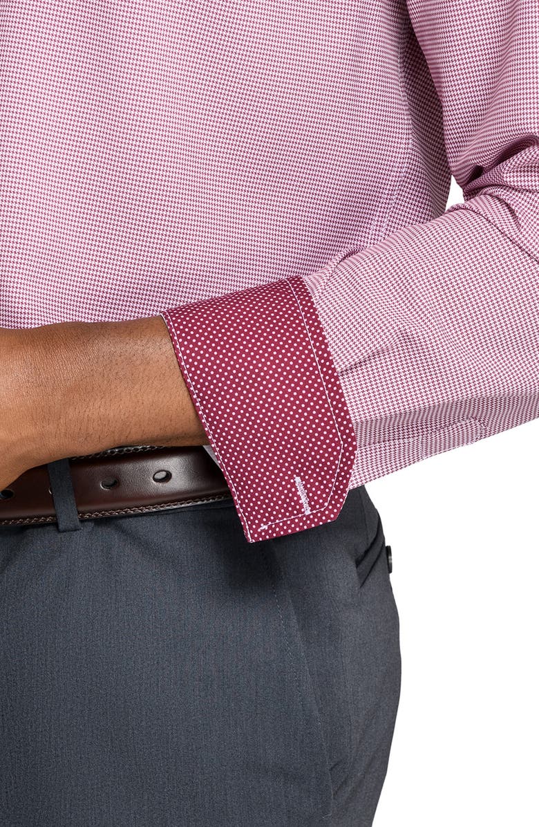 W.R.K Slim Fit Red Micro Houndstooth Performance Dress Shirt, Alternate, color, Maroon