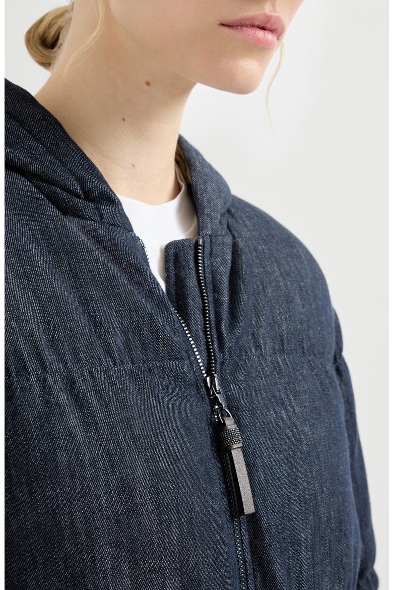 Denim-effect twill down jacket, Alternate, color, Denim