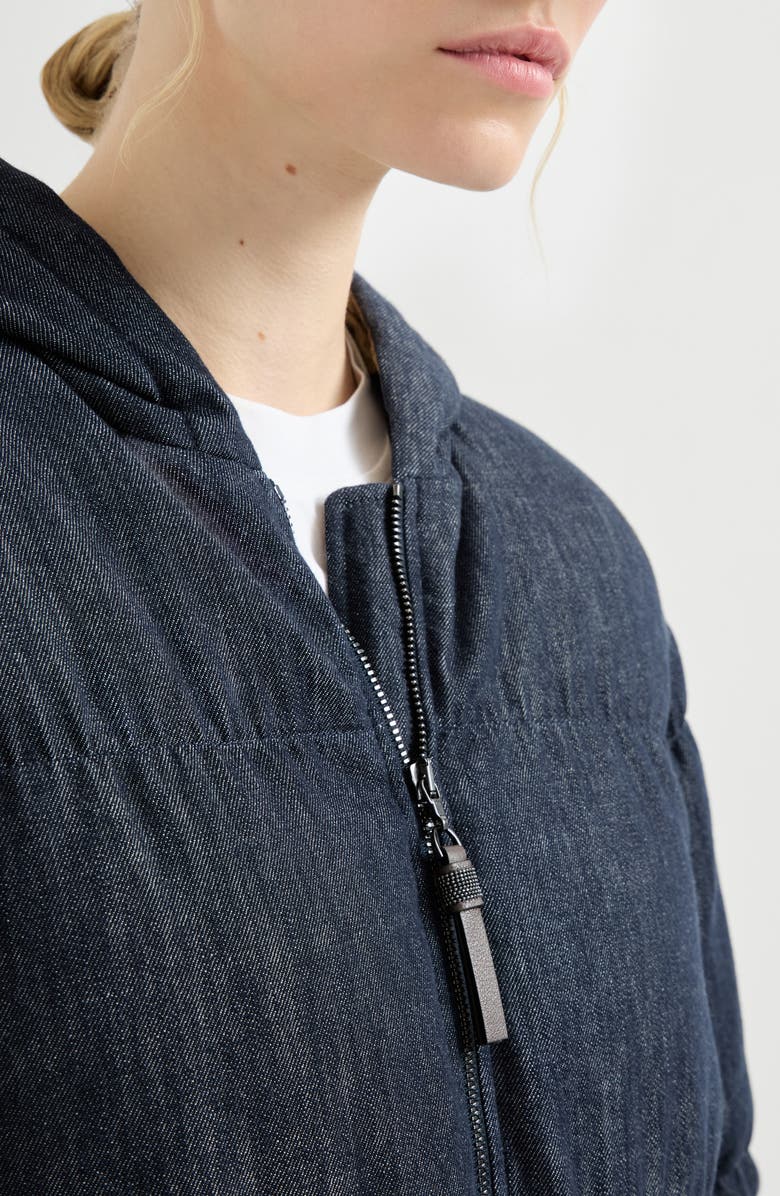 Brunello Cucinelli Denim-effect twill down jacket, Alternate, color, Denim