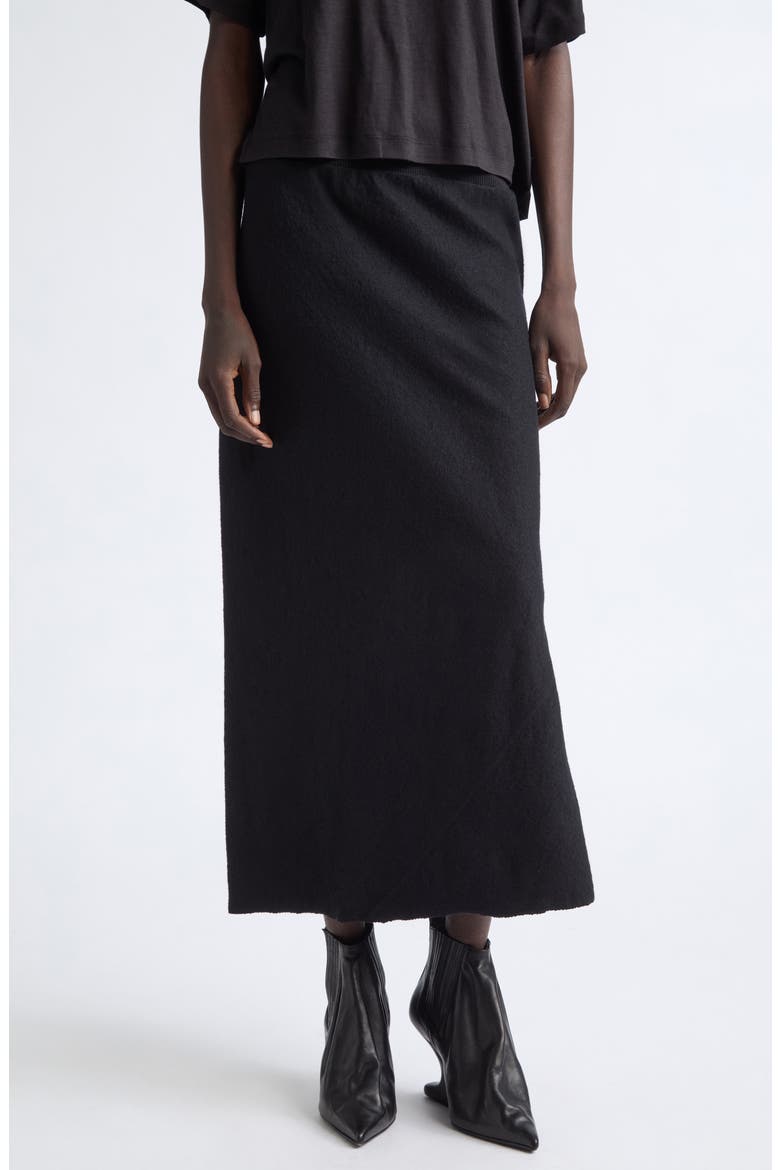 Bias Cut Cotton & Wool Skirt, Main, color, BLACK