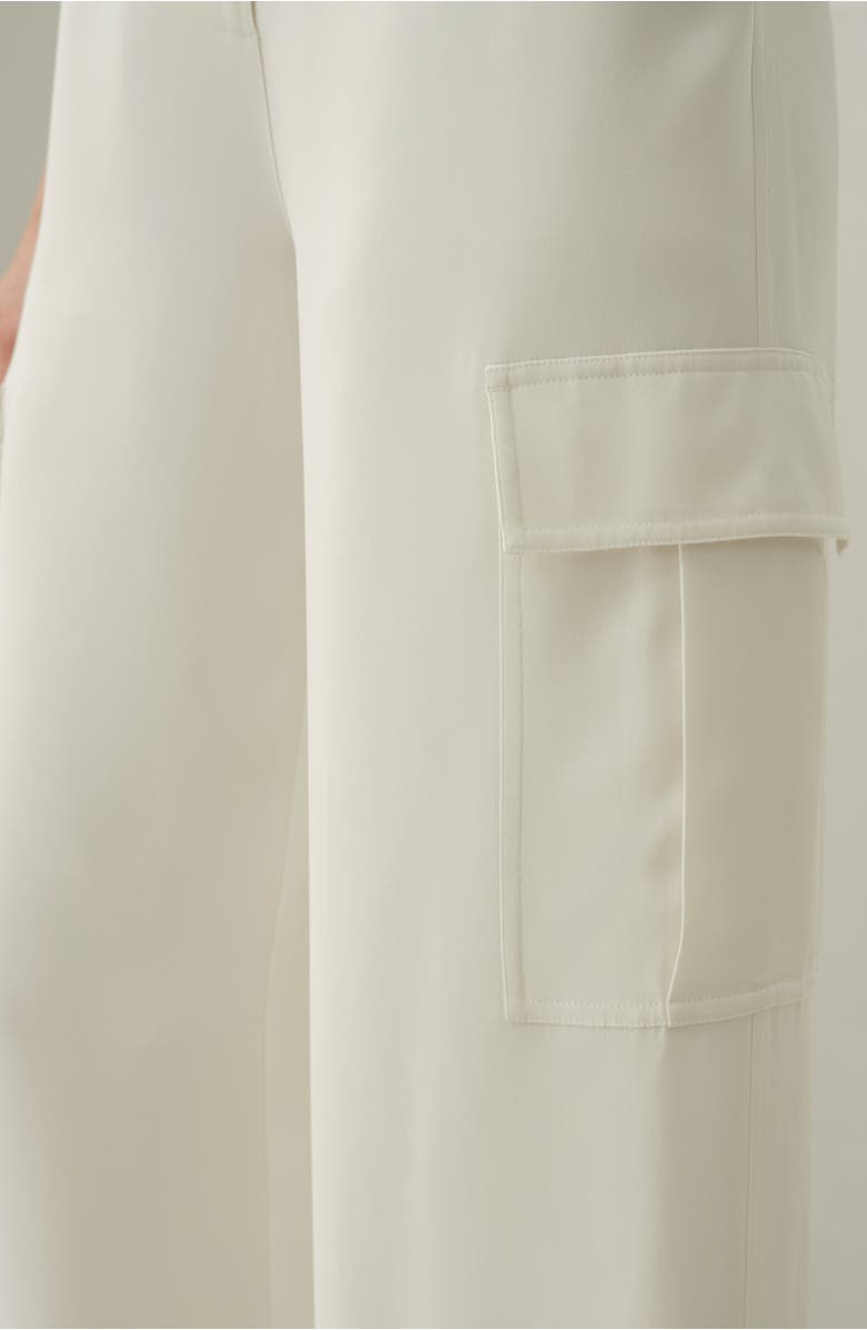 Lilysilk White Silk Crepe Cargo Pant, Alternate, color, Natural White
