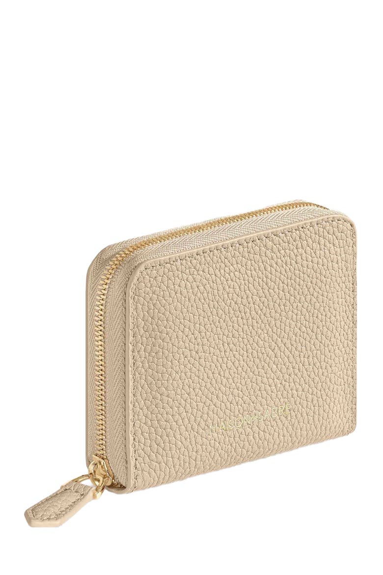 Small Leather Zipped Wallet, Alternate, color, Saharan Nude