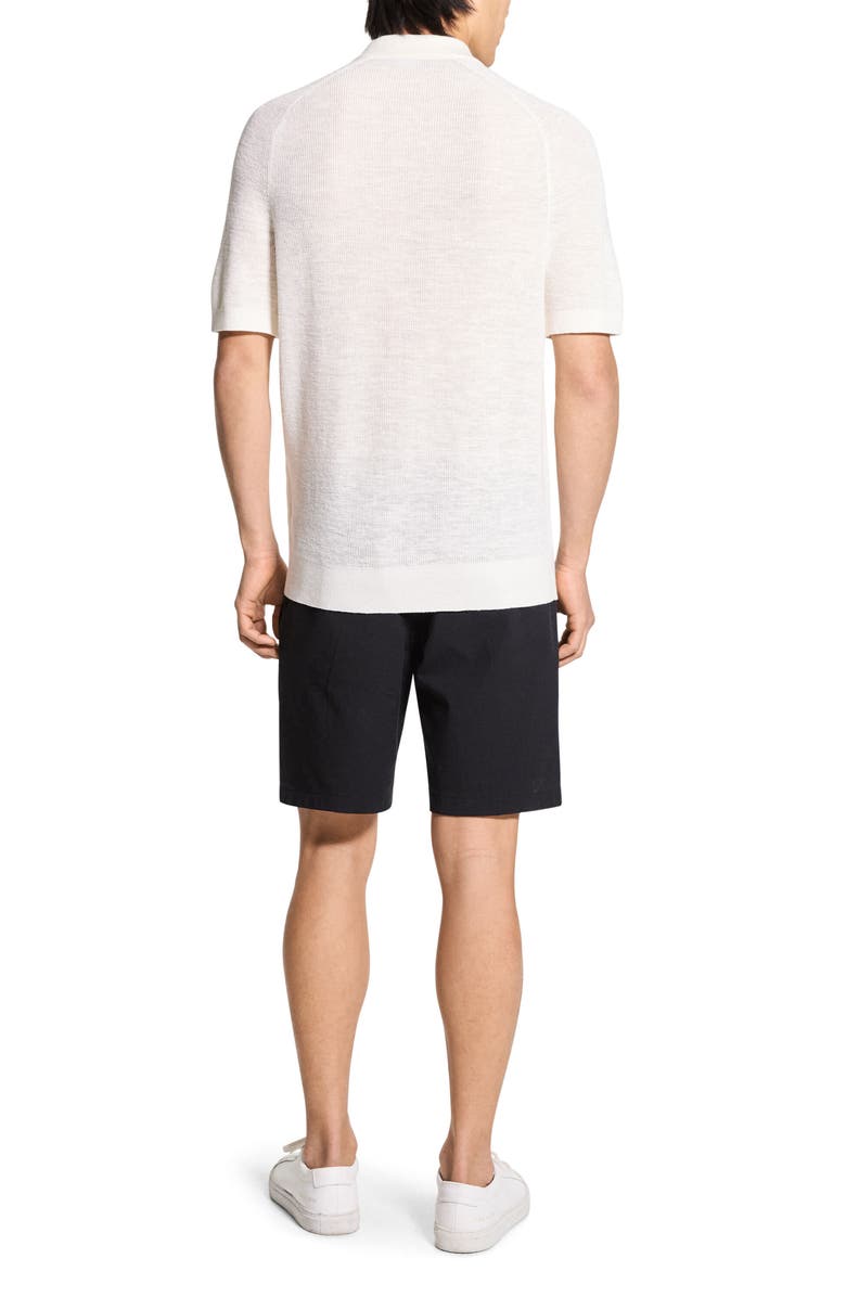 Theory Pacific Line Short Sleeve Linen & Cotton Blend Cardigan, Alternate, color, White