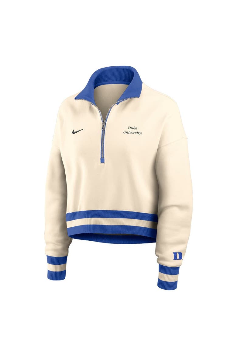 Women's Nike Tan Duke Blue Devils Legacy Half-Zip Sweatshirt, Alternate, color, Cream