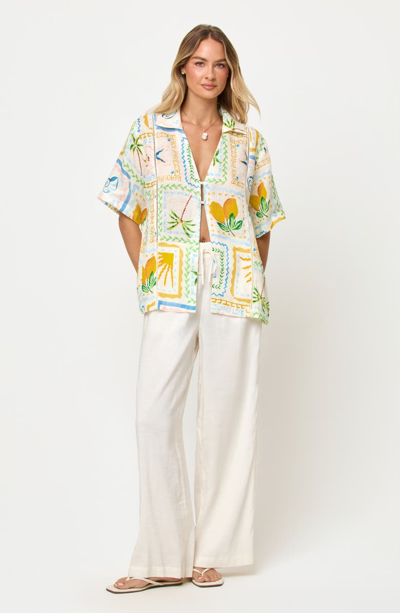 LSPACE La Mer Embroidered Cover-Up Shirt, Alternate, color, Wish You Were Here
