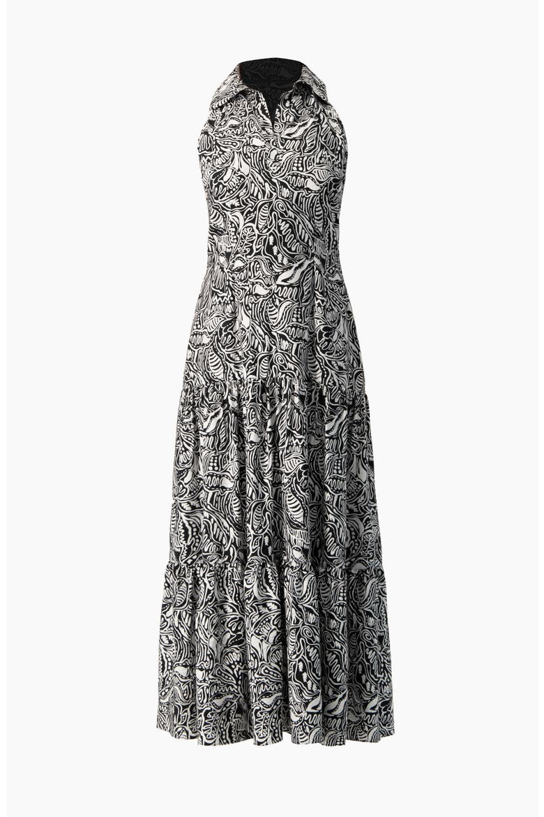 Abstract Graphic Print Halter-Neck Fitted Maxi Dress, Alternate, color, Black