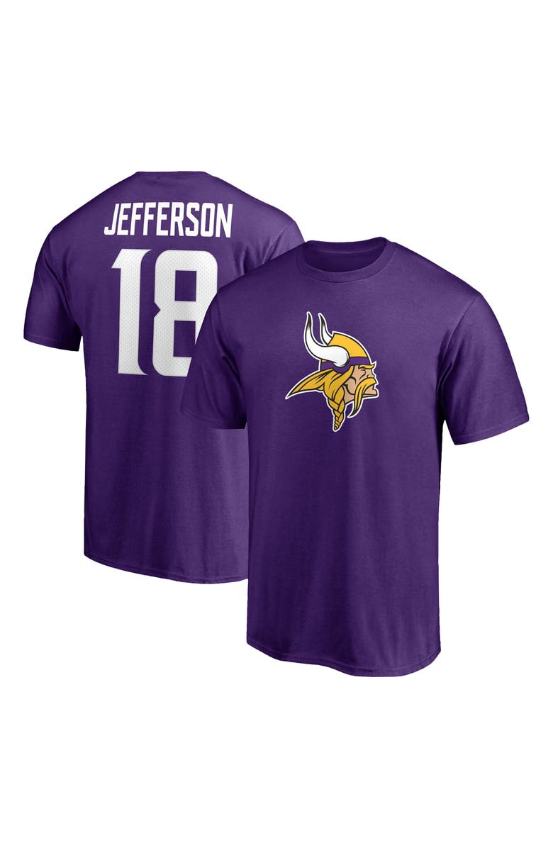 FANATICS Men's Fanatics Branded Justin Jefferson Purple Minnesota Vikings Player Icon Name & Number T-Shirt, Alternate, color,