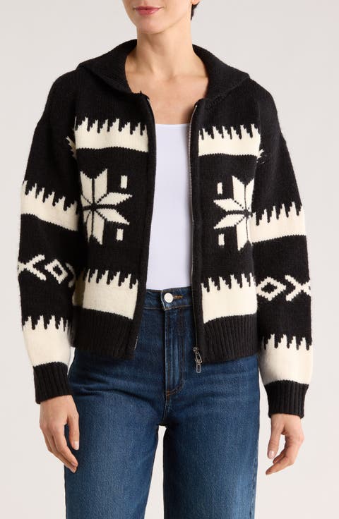 Snowflake Zip-Up Cardigan