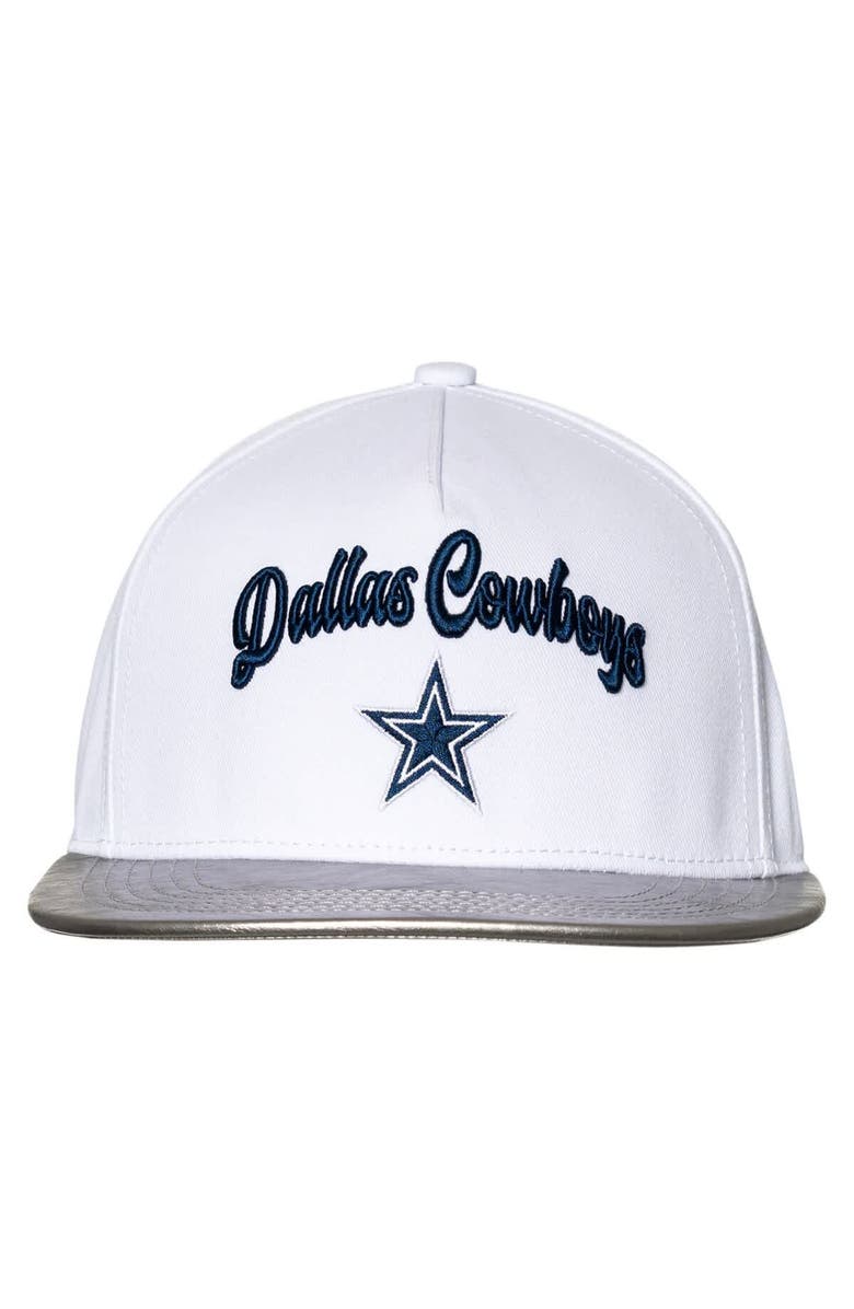 THE WILD COLLECTIVE Women's The Wild Collective White/Silver Dallas Cowboys Two-Tone Snapback Hat, Main, color, White