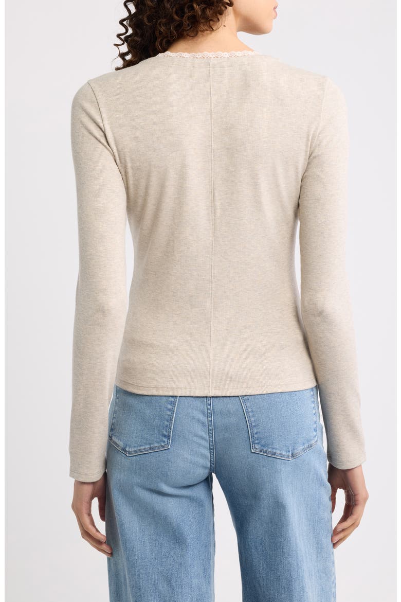 The Rib Trim Cardigan, Alternate, color, OATMEAL HEATHER