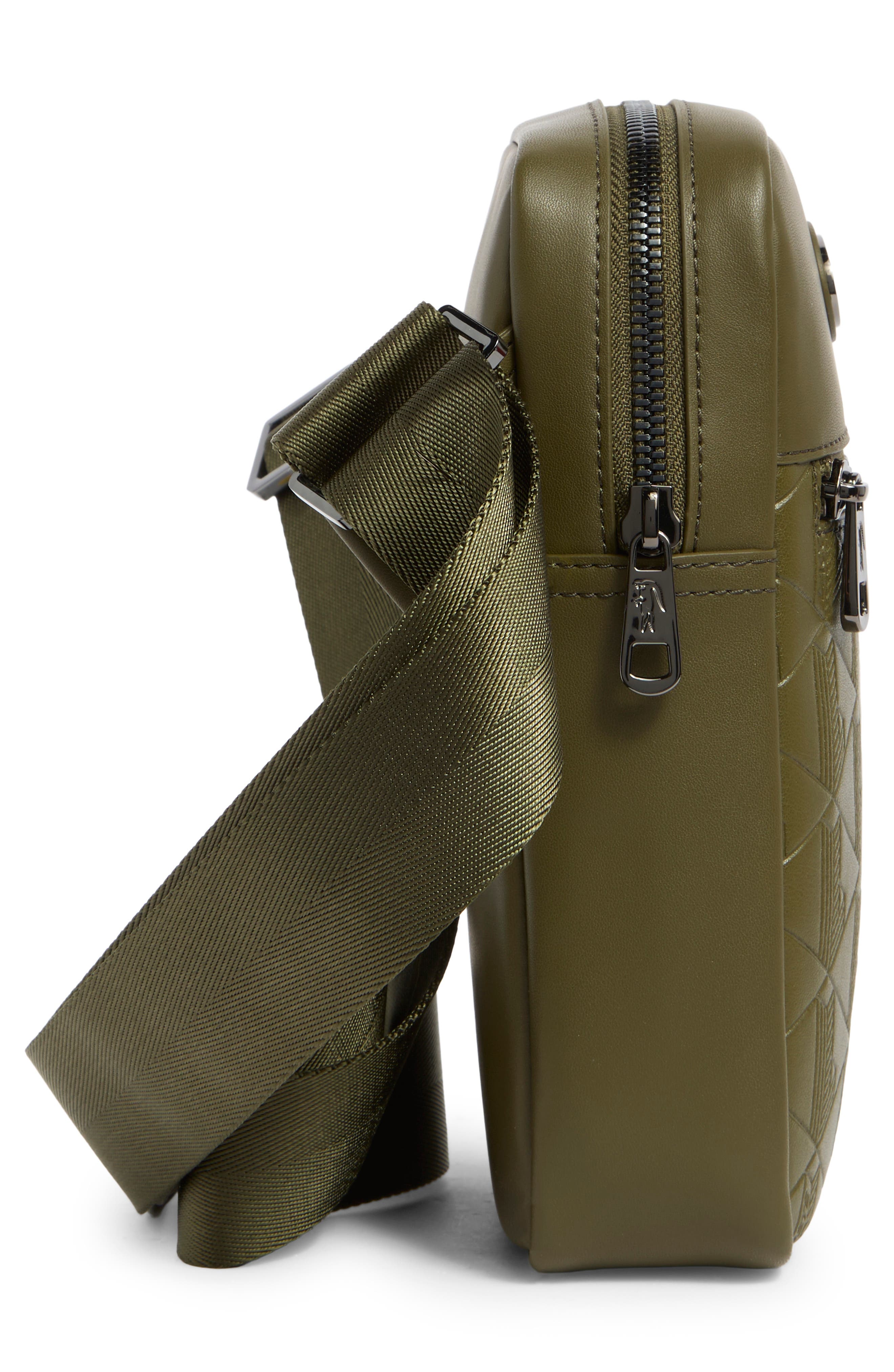 Nomogramme Monogram Embossed Faux Leather Messenger Bag, Alternate, color, IVY GREEN