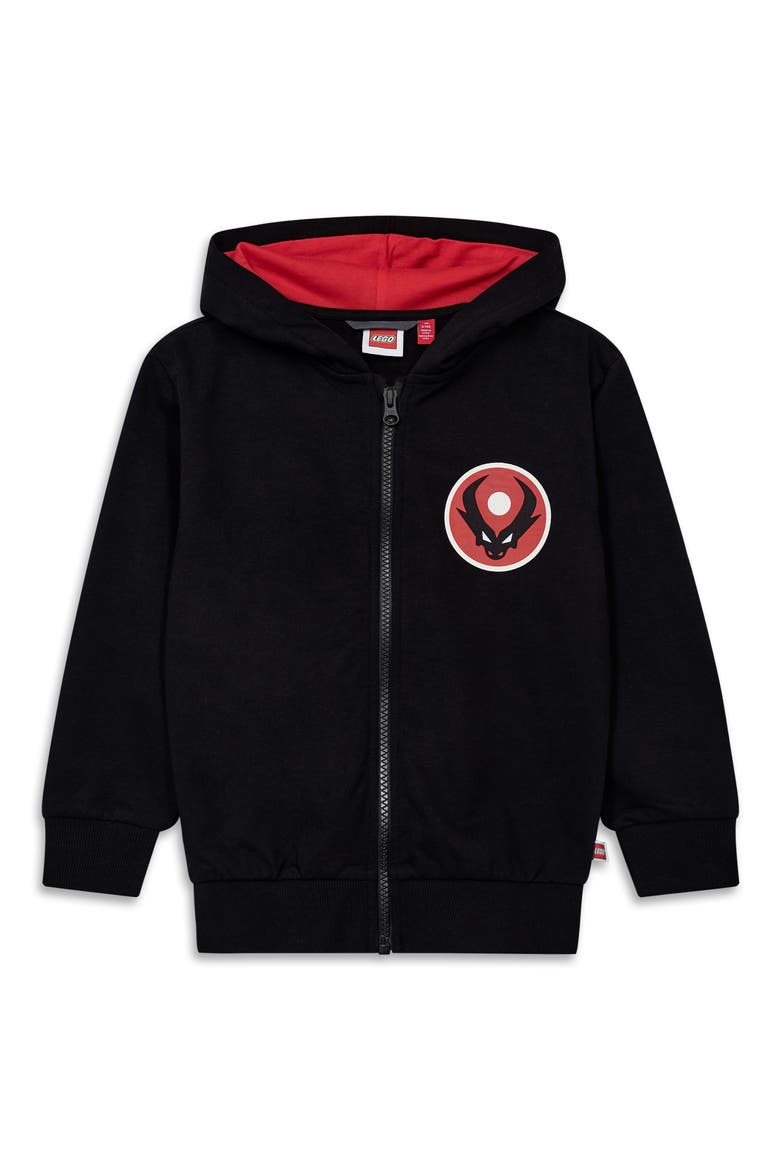Kids' Ninjago Graphic Full Zip Hoodie, Main, color, BLACK