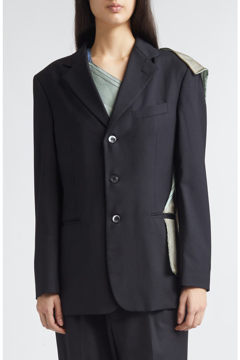 Manifesto Silk Scarf Wool Sport Coat, Main, color, BLACK