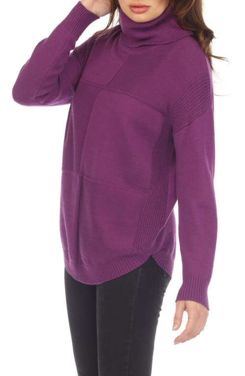 Rain And Rose Long Sleeve Turtleneck Sweater In Purple