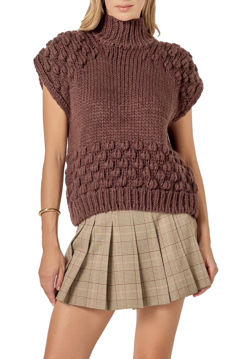 Bubble Turtleneck Sweater, Main, color, BROWN