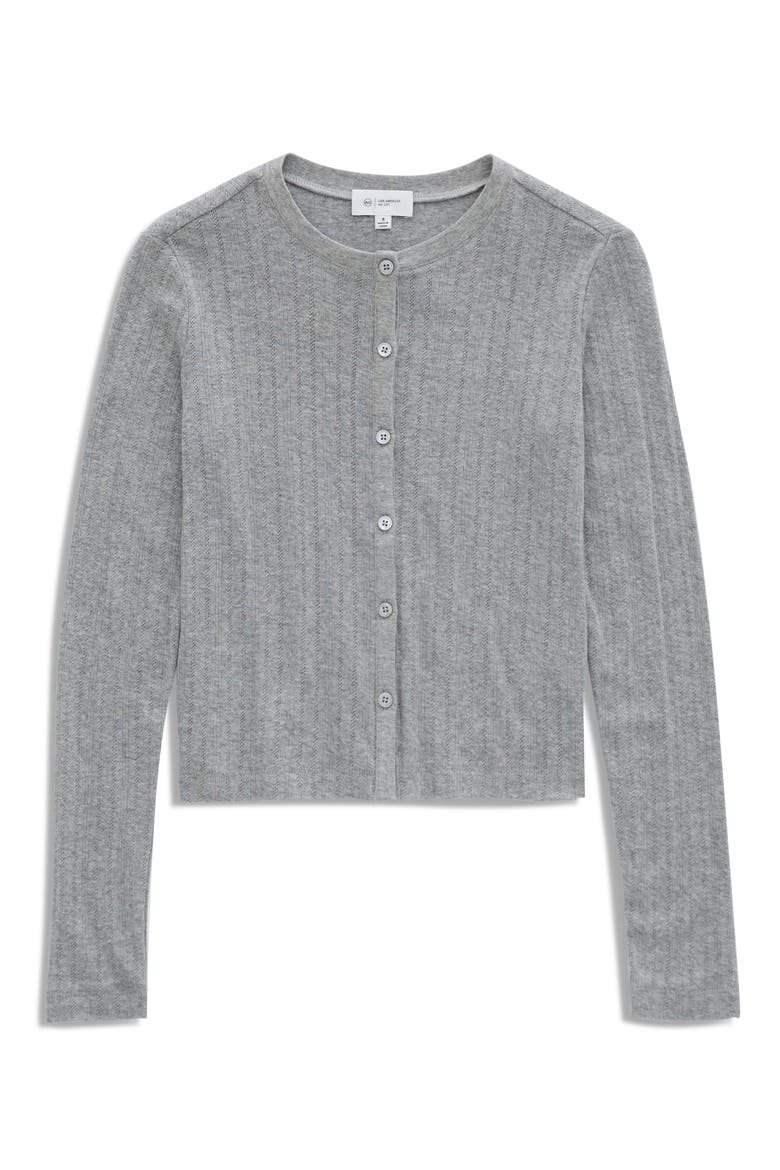 Edden Cotton Pointelle Cardigan, Alternate, color, HEATHER GREY