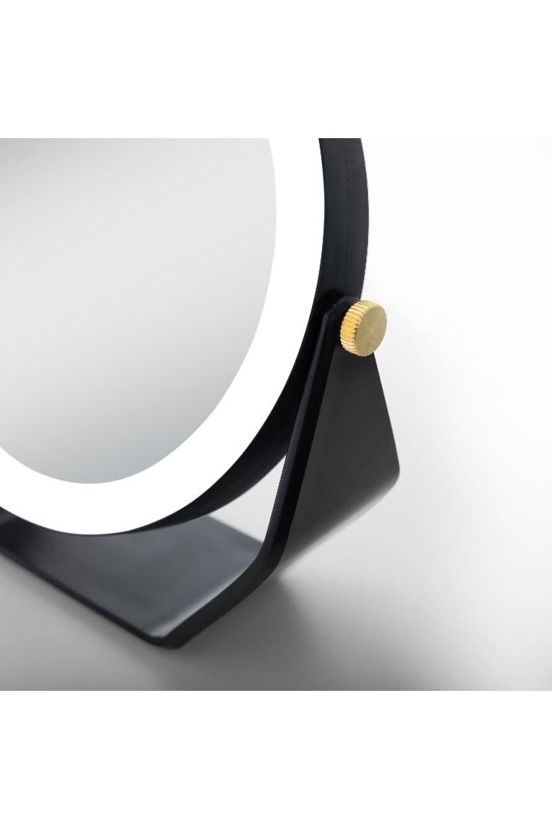 Lighted Makeup Mirror with 5X/1X Magnifications, Swivel & Battery, Alternate, color, Black