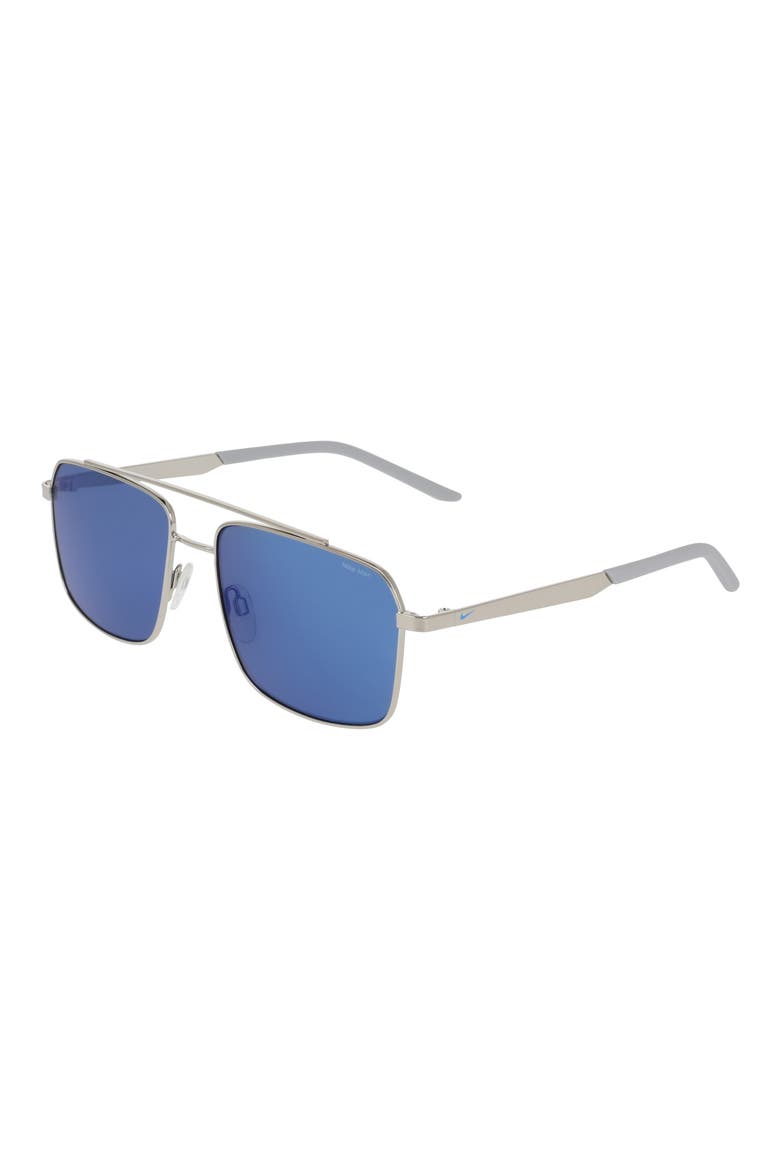 Traveler Strike 58mm Rectangular Sunglasses, Alternate, color, SILVER / BLUE MIRROR