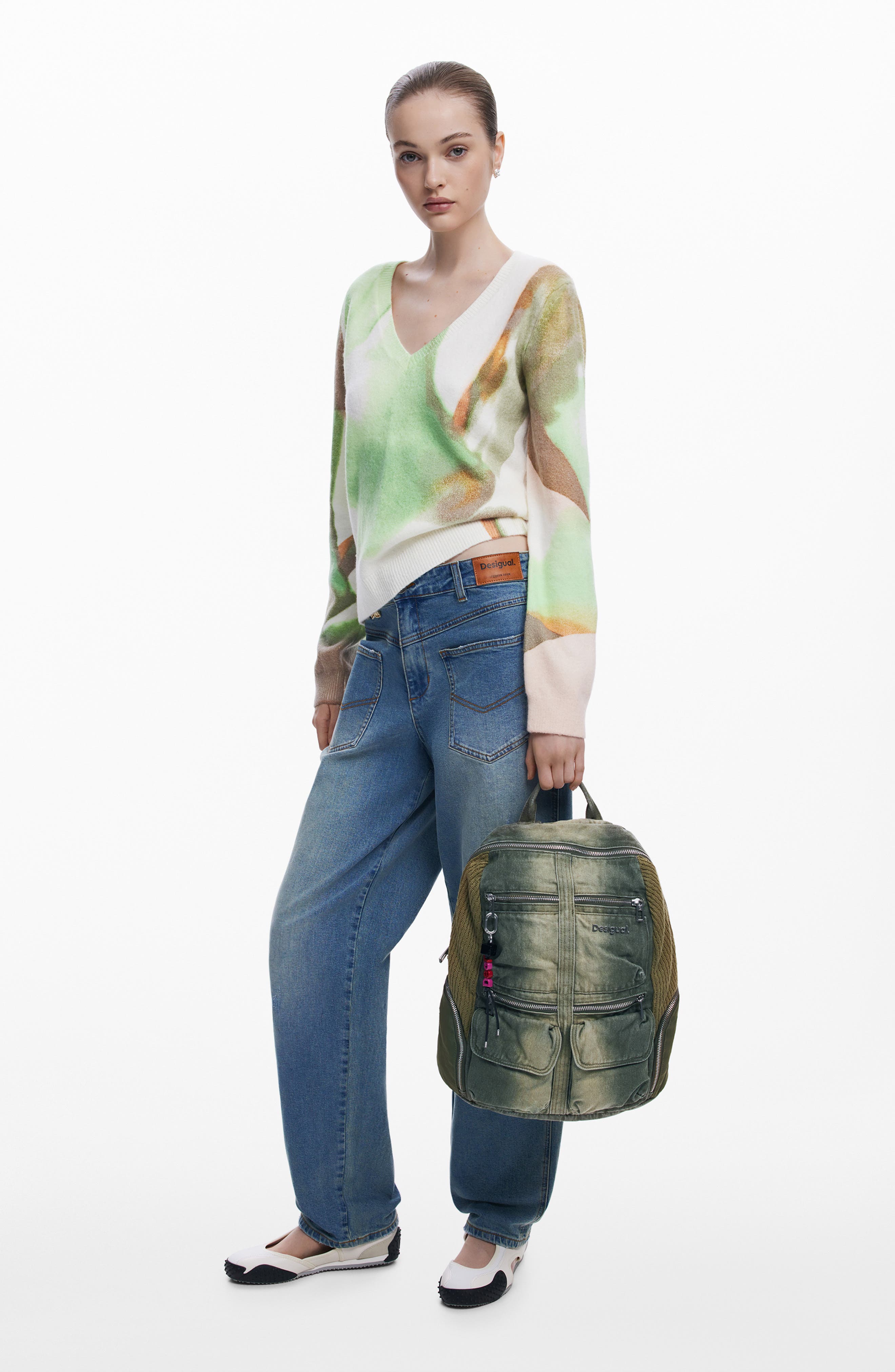 Desigual Large Denim Backpack, Alternate, color, 