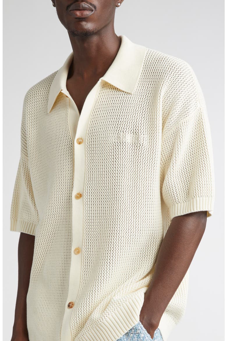 Open Stitch Button-Up Shirt, Alternate, color, IVORY