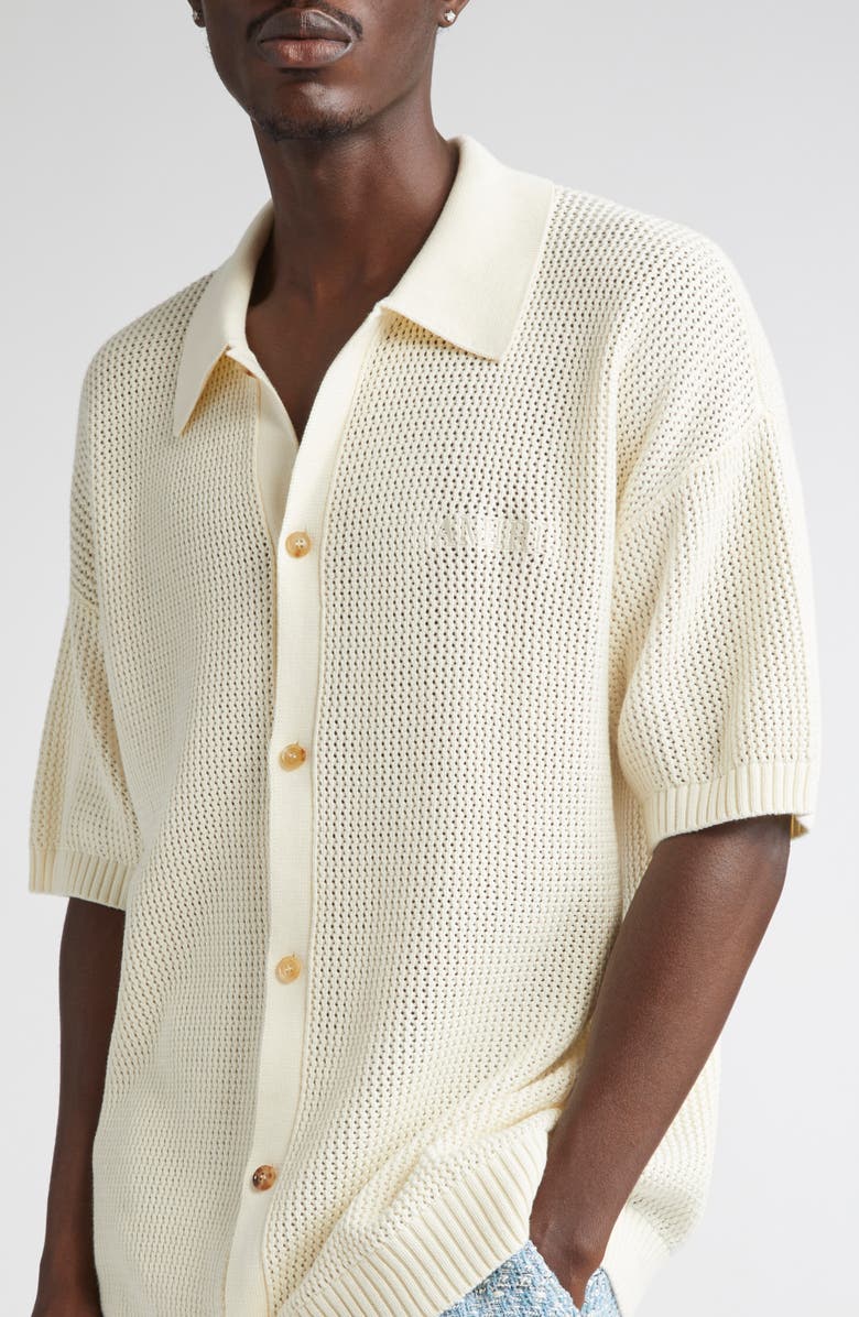 AMIRI Open Stitch Button-Up Shirt, Alternate, color, Ivory