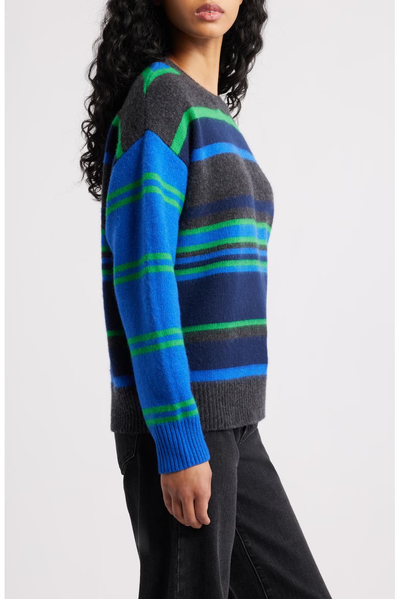 René Stripe Merino Wool Crewneck Sweater, Alternate, color, BLUE/ GREY MULTI
