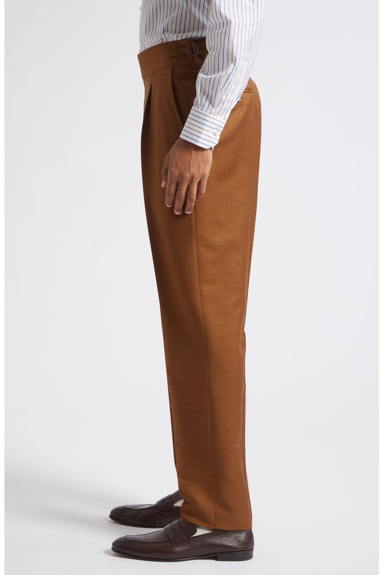 Unito Pleated Wool, Mohair & Silk Pants, Alternate, color, MEDIUM BROWN 420