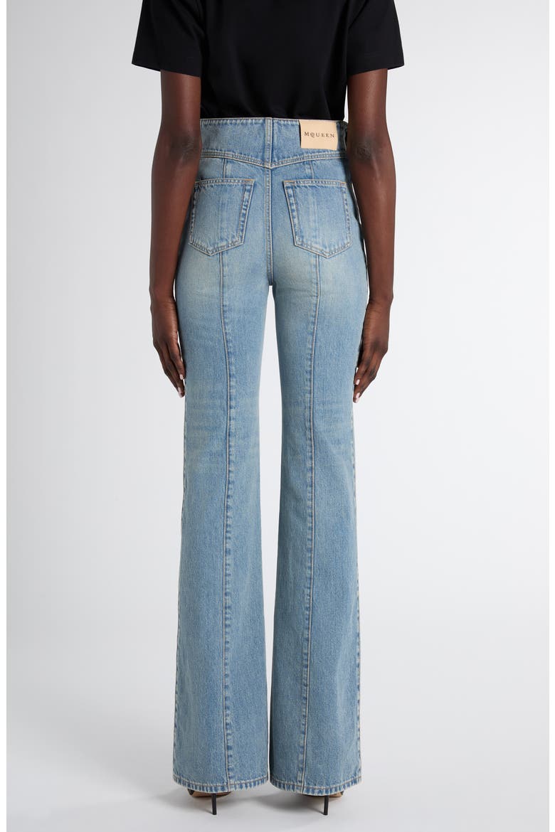 Foldover Waist Denim Bootcut Jeans, Alternate, color, ROYAL