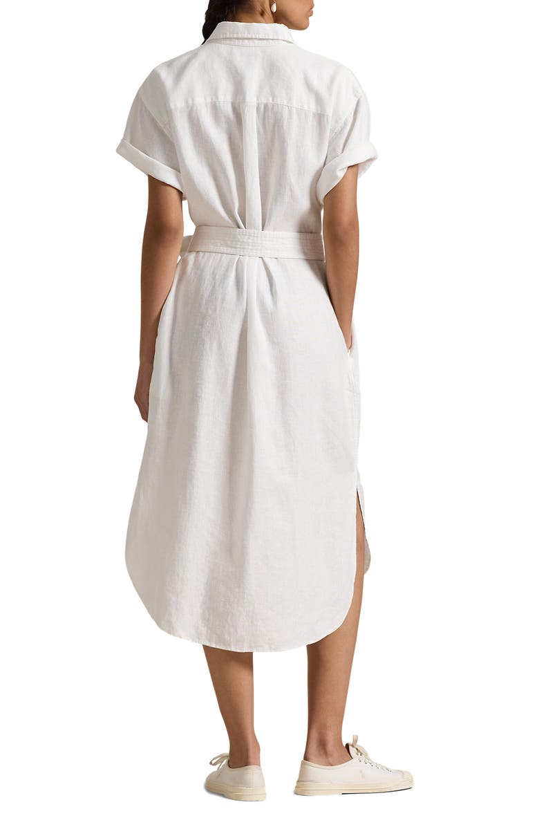 Polo Ralph Lauren Short Sleeve Belted Linen Shirtdress, Alternate, color, 