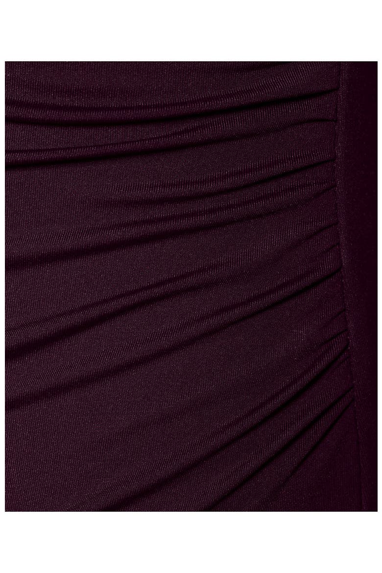 Plus Size Shirred One Shoulder One Piece Swimsuit, Alternate, color, Dark Wine