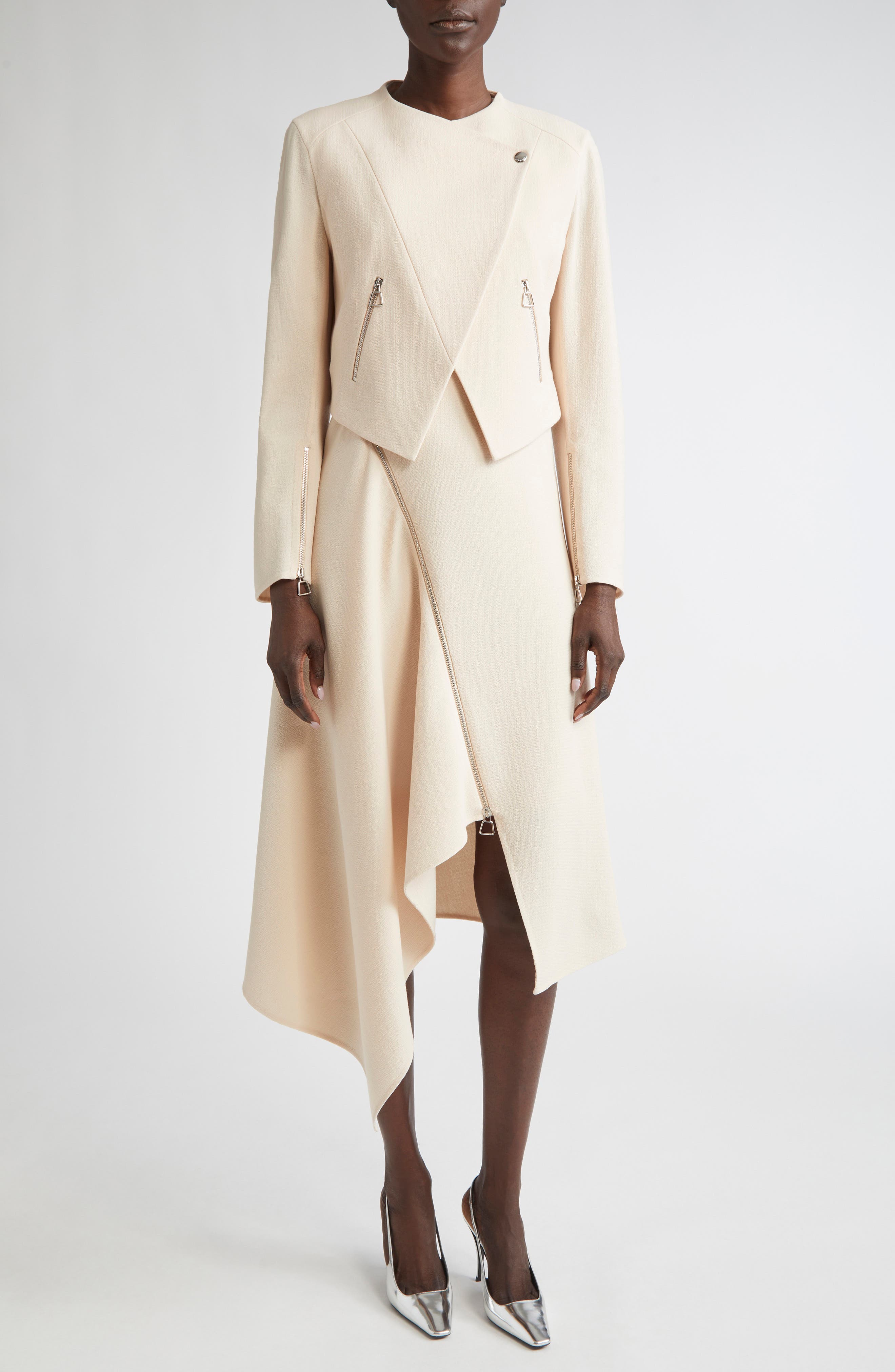 Asymmetric Sleeveless Wool Dress - image 2