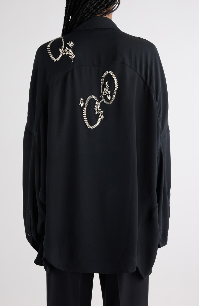Dries Van Noten Casia Crystal Embellished Lightweight Button-Up Shirt, Alternate, color, Black