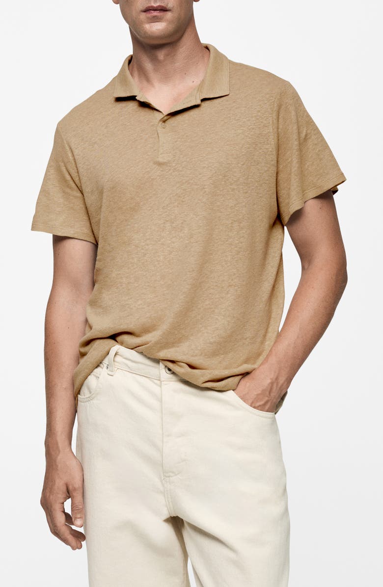 MANGO Slim Fit Linen & Cotton Polo, Main, color, 